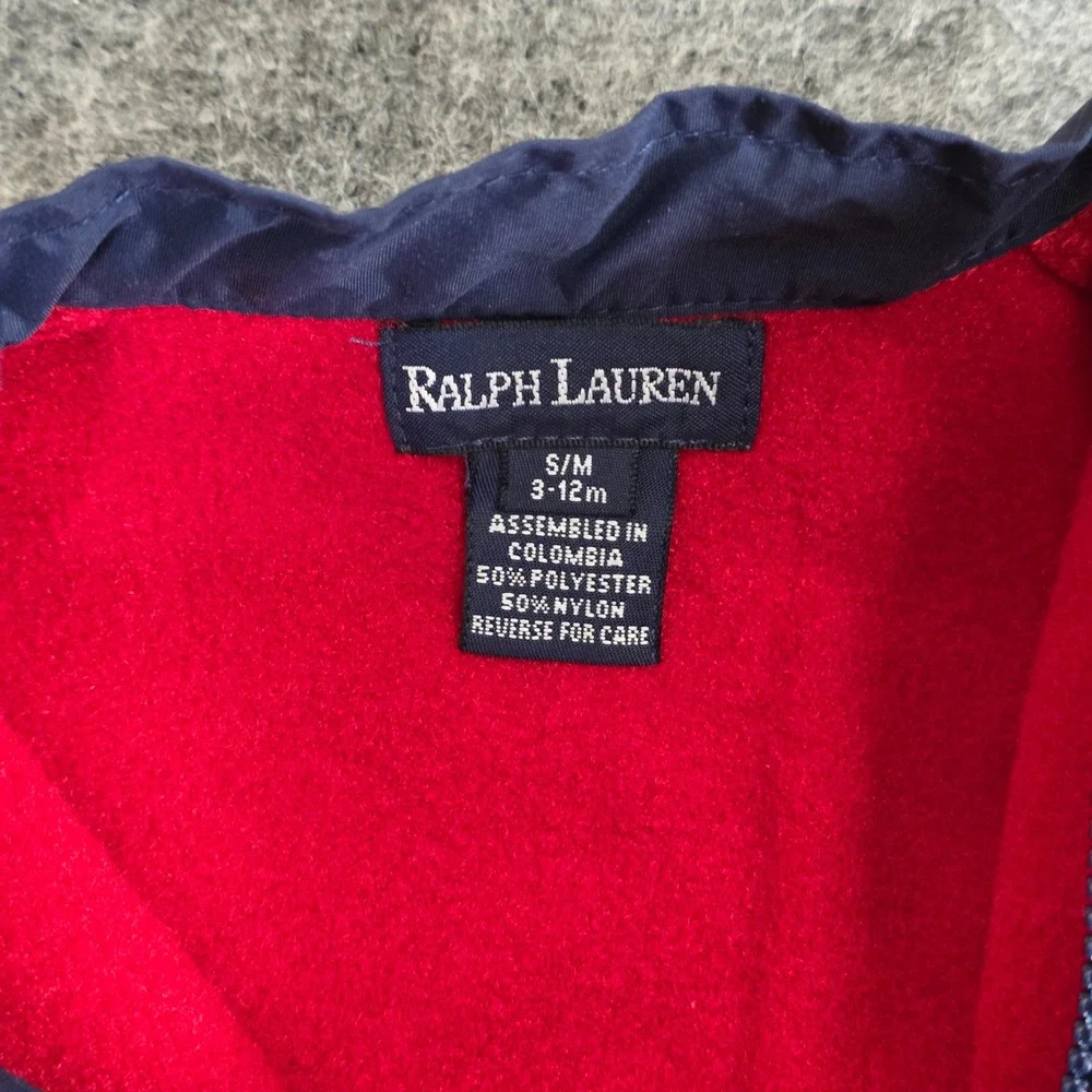 Ralph Lauren Kids Red Fleece Vest‎ 3-12 Months Small Full Zip Up Pockets
